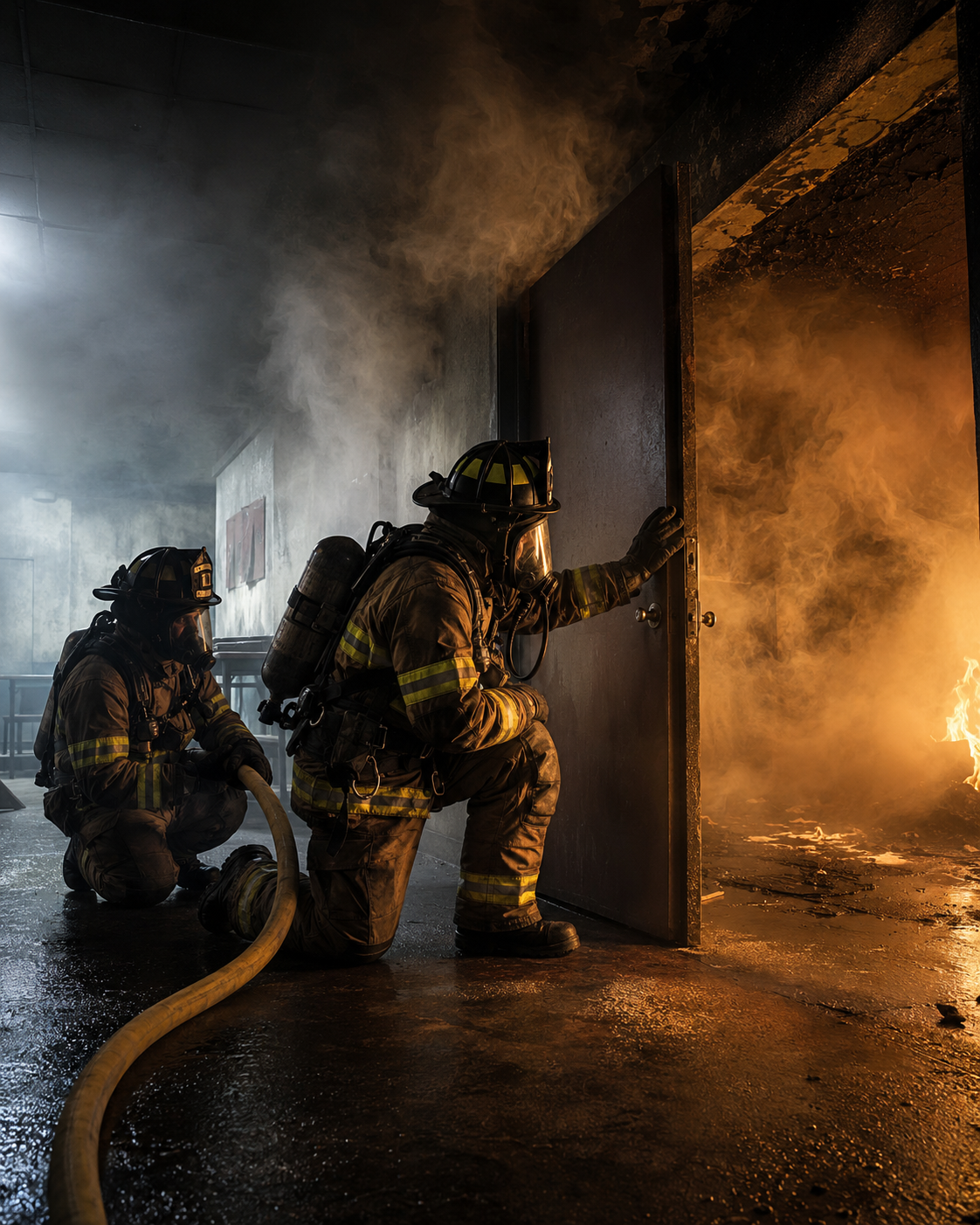 Door control scene showing smoke movement and airflow.