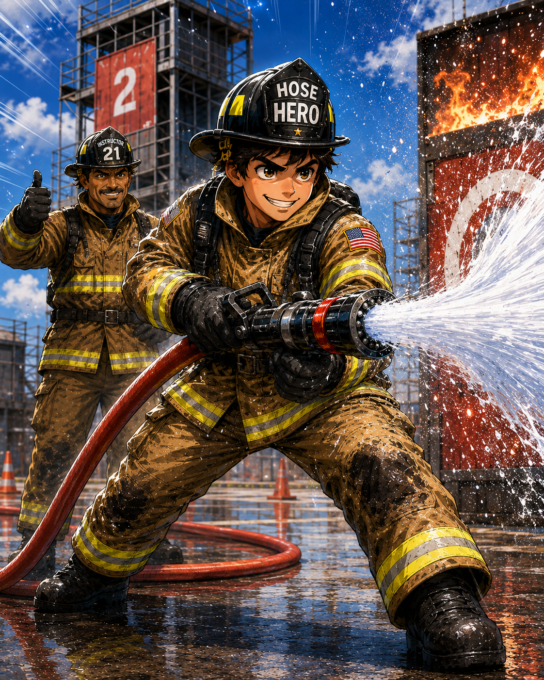 Hose Hero successfully controlling the hose line during training.