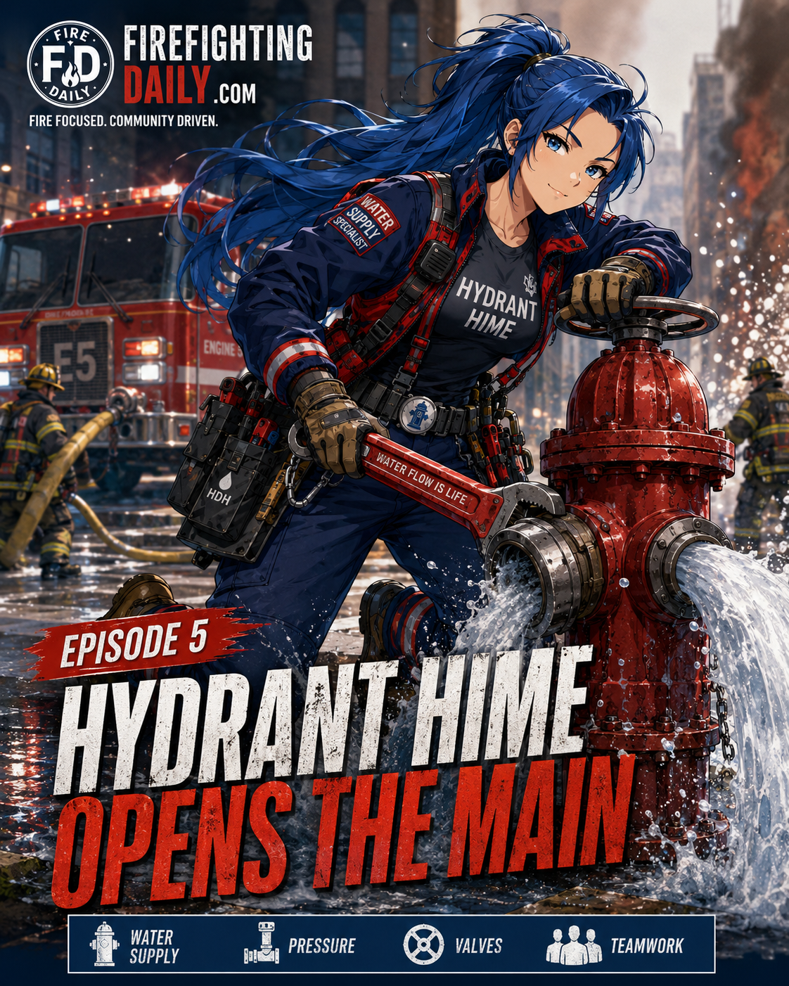 Episode 5 cover: Hydrant Hime Opens the Main.