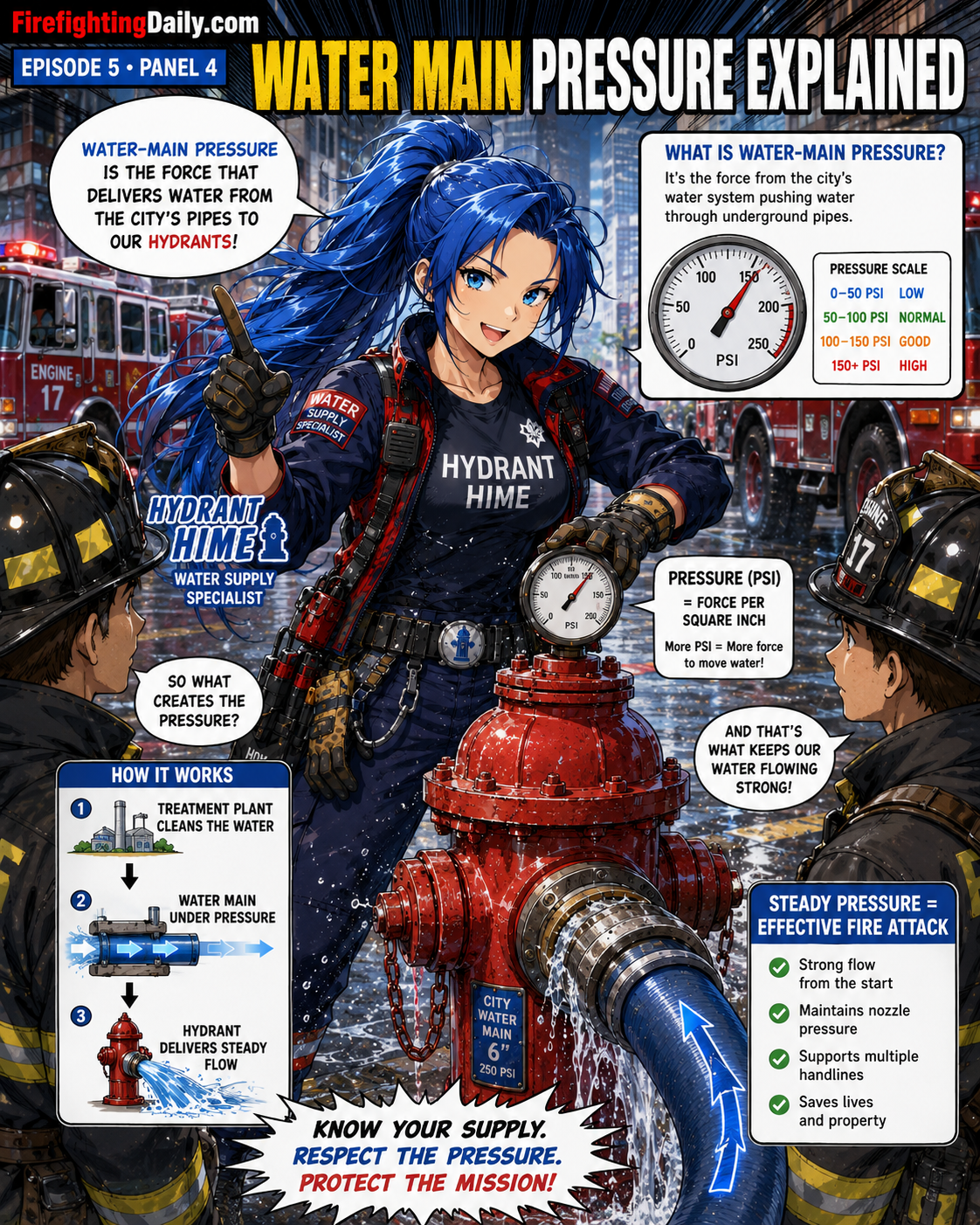 Hydrant Hime explaining water main pressure.