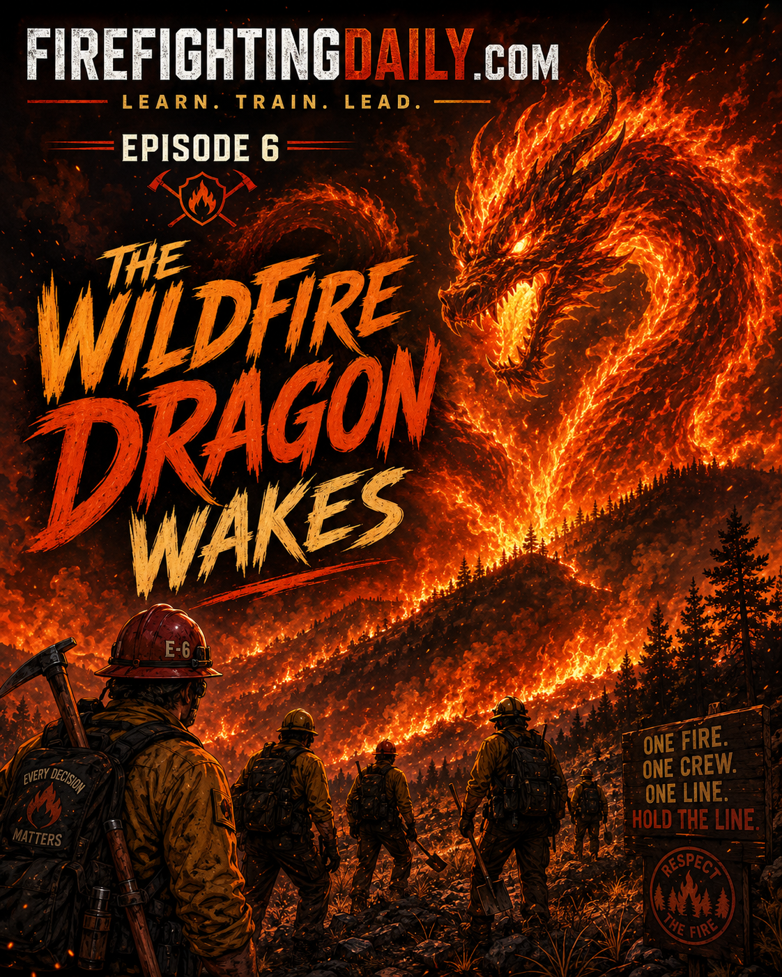 Episode 6 cover: The Wildfire Dragon Wakes.