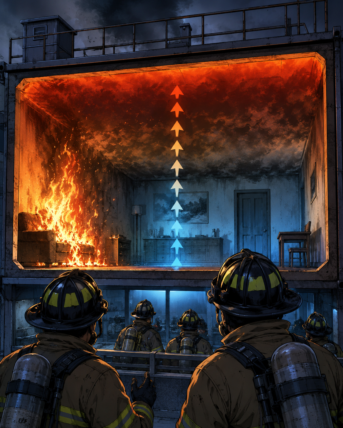 Temperature rising in a room as fire grows.